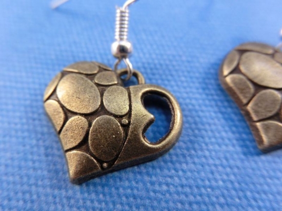 Preview: Herz Ohrringe Vintage Optik heart Love Liebe